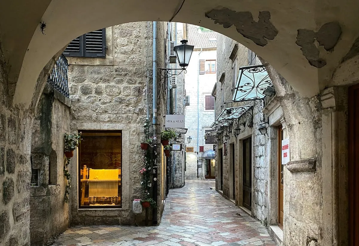 Charming shops in the old town of Kotor